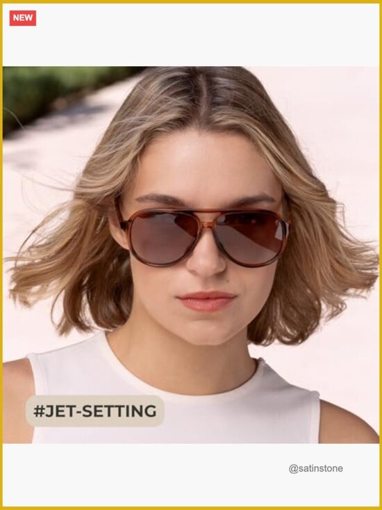 Plastic Frame Polarized Aviator Sunglasses UV Protection Retro Style main image 2